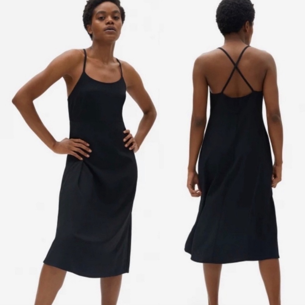 EVERLANE Japanese GoWeave Cross Back Midi Slip Dress 00